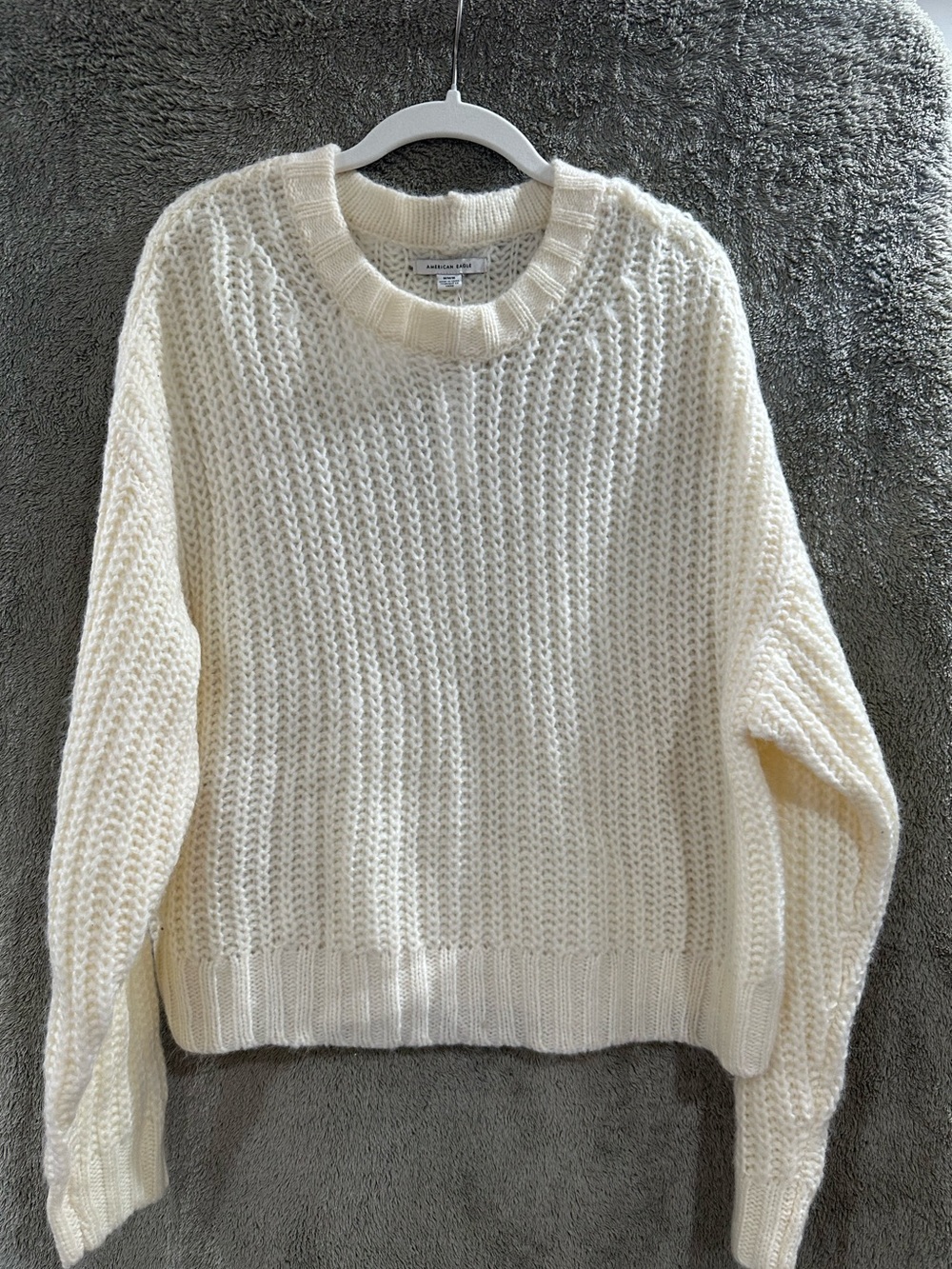 American Eagle Outfitters Cream Cozy Crewneck Sweater